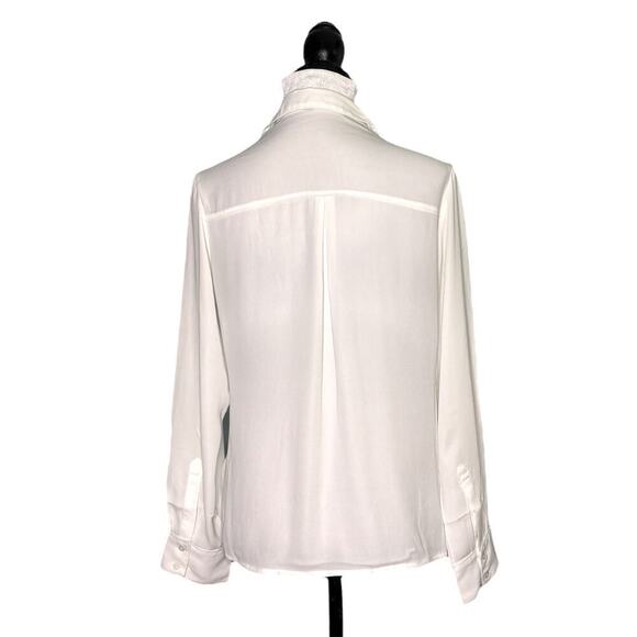Express Button-Down Long Sleeve Sheer Blouse White Size Medium - Picture 3 of 8